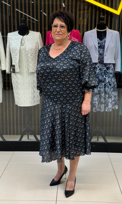 Sukienka z szyfonu zakładka czarna strzałki 42-52