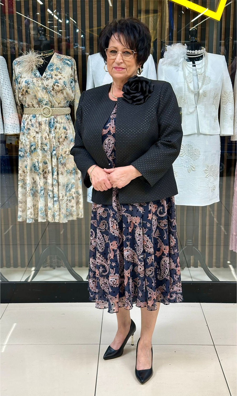 Sukienka z szyfonu zakładka granatowy paisley new flok 42-52