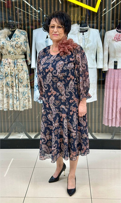 Sukienka z szyfonu zakładka granatowy paisley new flok 42-52