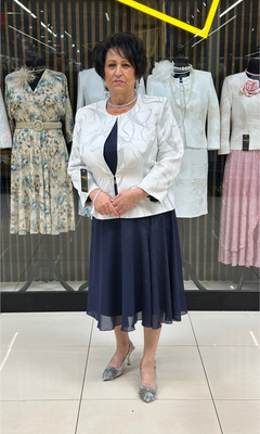 Sukienka z szyfonu zakładka granat połysk 42-52