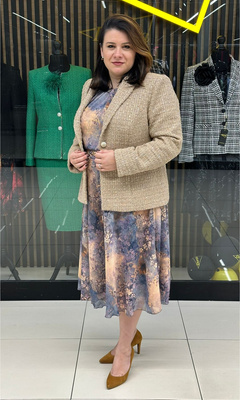 Sukienka z szyfonu bluzowana bez lila 42-52