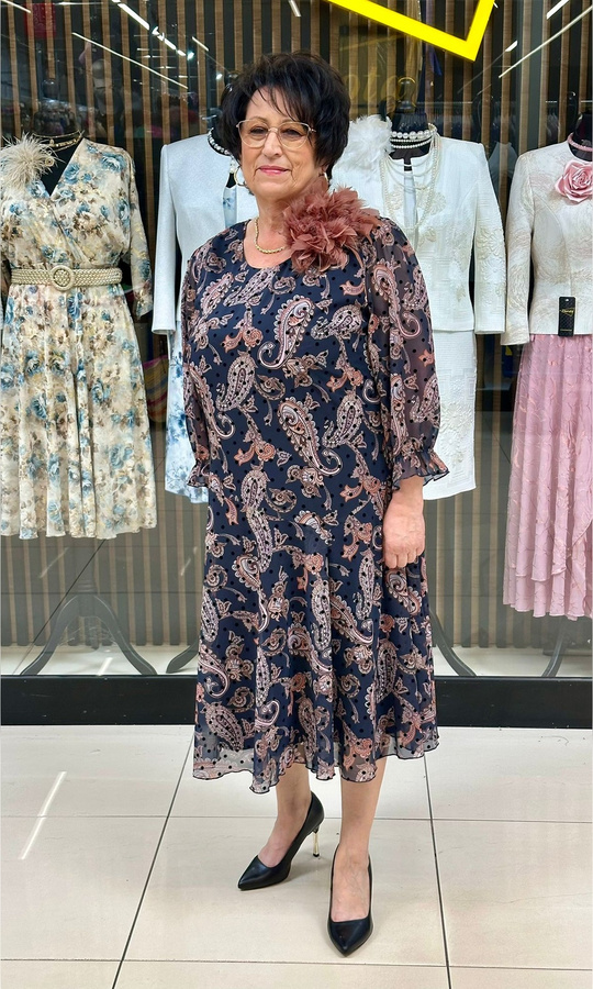 Sukienka z szyfonu zakładka granatowy paisley new flok 42-52