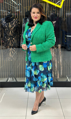 Klasyczny żakiet boucle zielony 42-52