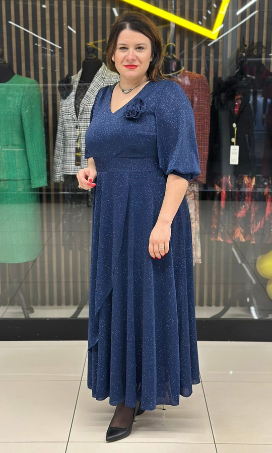 Sukienka lurex maxi granat 42-52