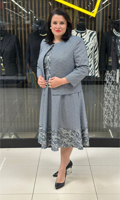 Komplet żakardowy granat koordynat 42-52