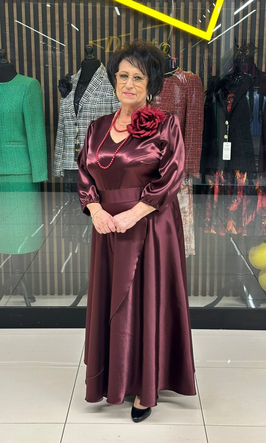 Sukienka satyna maxi bordo 42-52