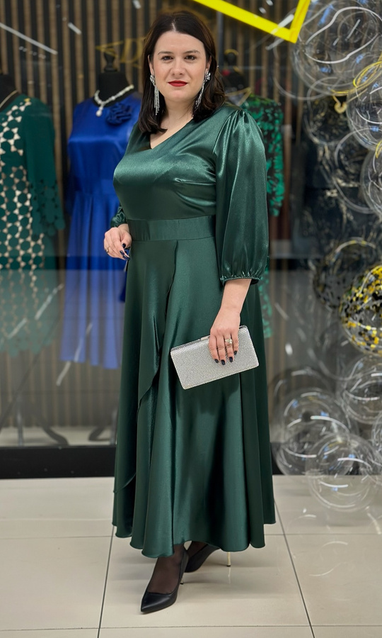 Sukienka satyna maxi zielona 42-52