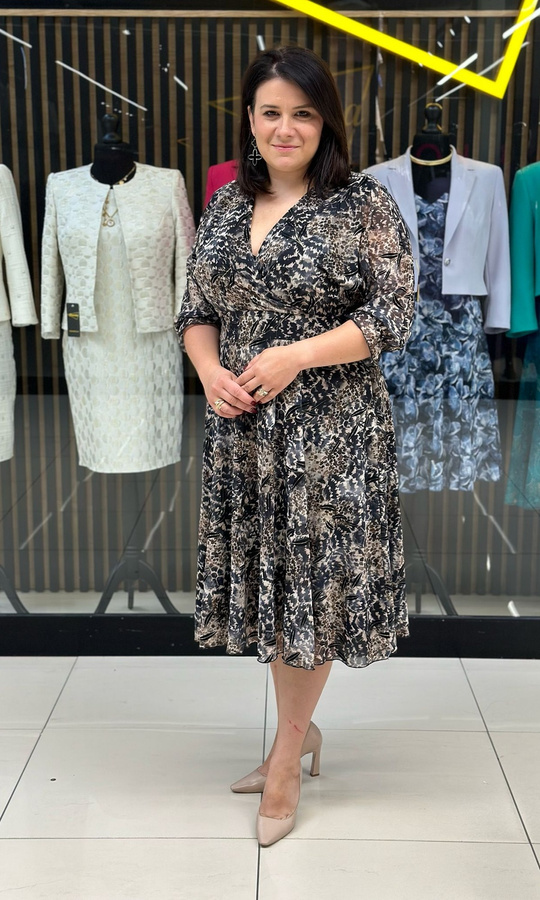 MIDI mesh dress ECRU ROSE size 42-50 NEW