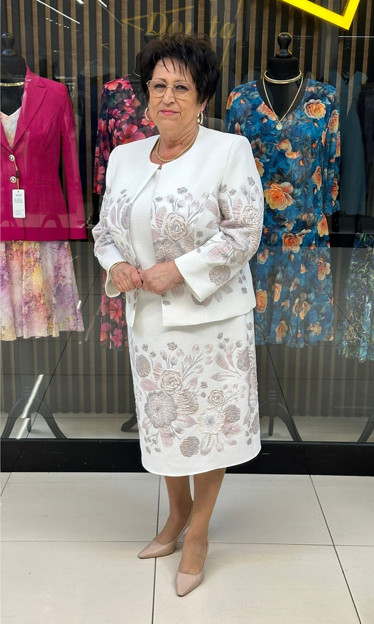 Komplet żakardowy ecru kwiaty 42-52 