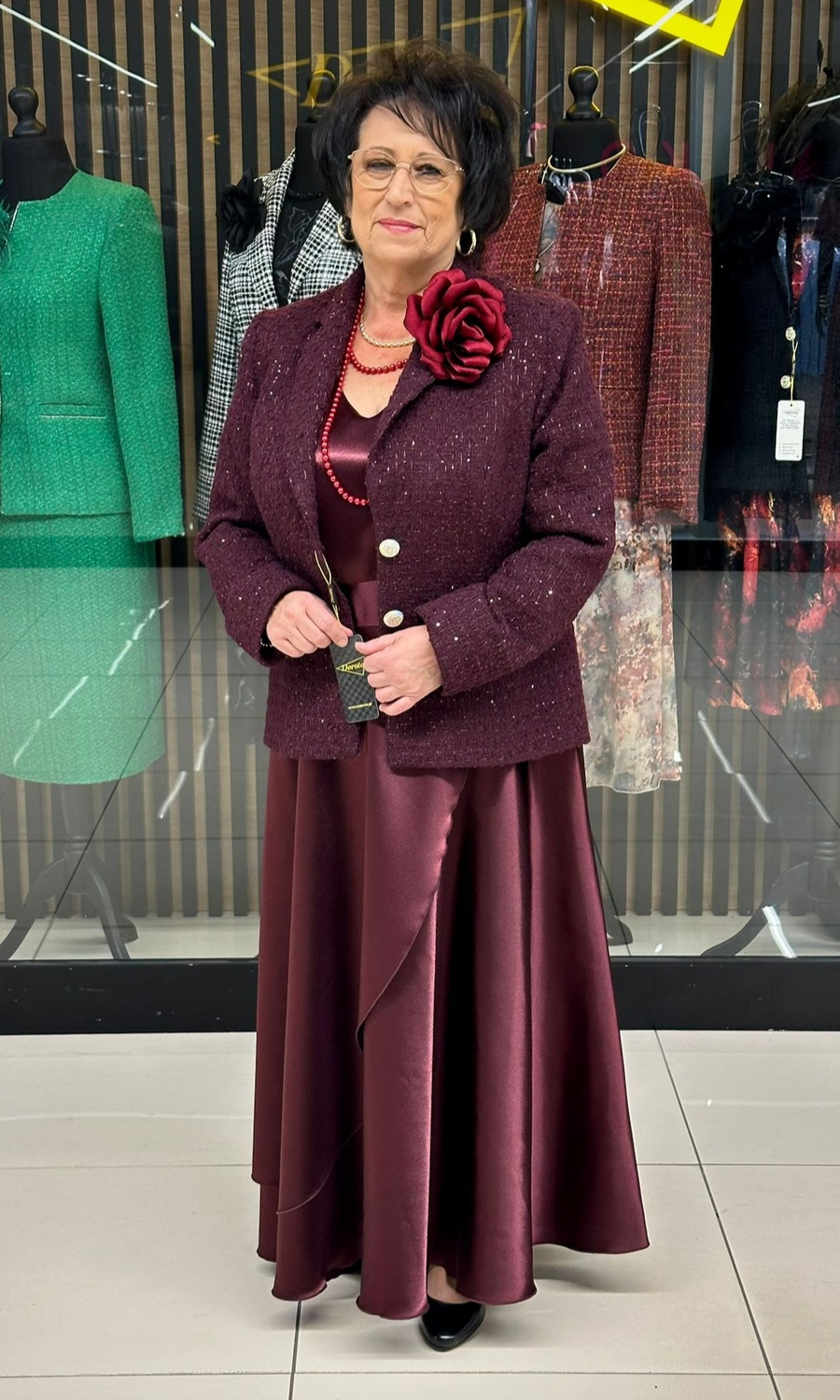 Sukienka satyna maxi bordo 42-52